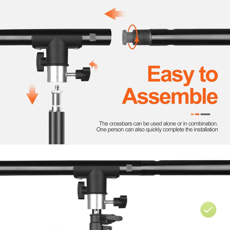 GLOSHOOTING 8.5 x 5ft T-Shape Portable Backdrop Stand with Sandbag - Adjustable Photo Background Stand Kit with Spring Clamp and Carry Bag for Photography Party Photoshoot Studio Video - Image 3
